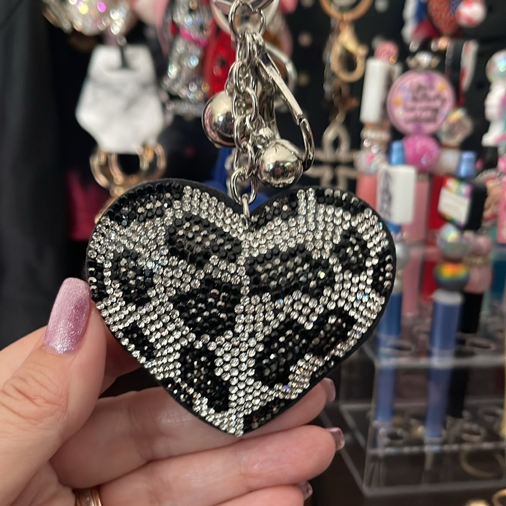 NEW IN BAG Leopard Puffed rhinestone bag charm/ keychain